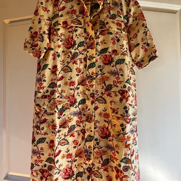 Sezane Floral Print Dress - Cream and Pink - Picture 2 of 4